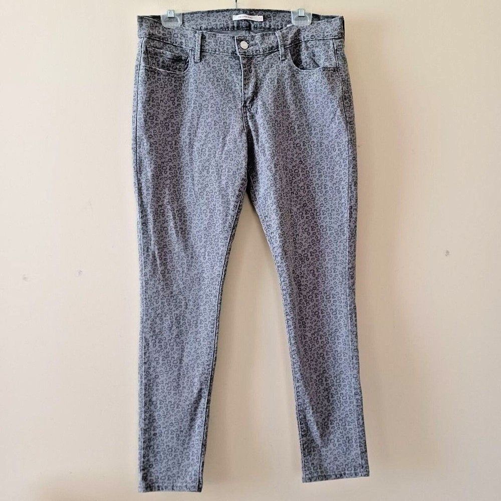 Levis Jeans 710 Sz 32 Gray Animal Print Stretch Super Skinny Grunge Goth Y2K